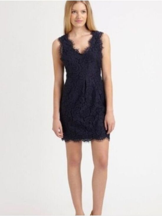 Joie Dresses & Skirts - Joie Rori Black and Royal Blue Lace Sleeveless Sheath Dress Size XS